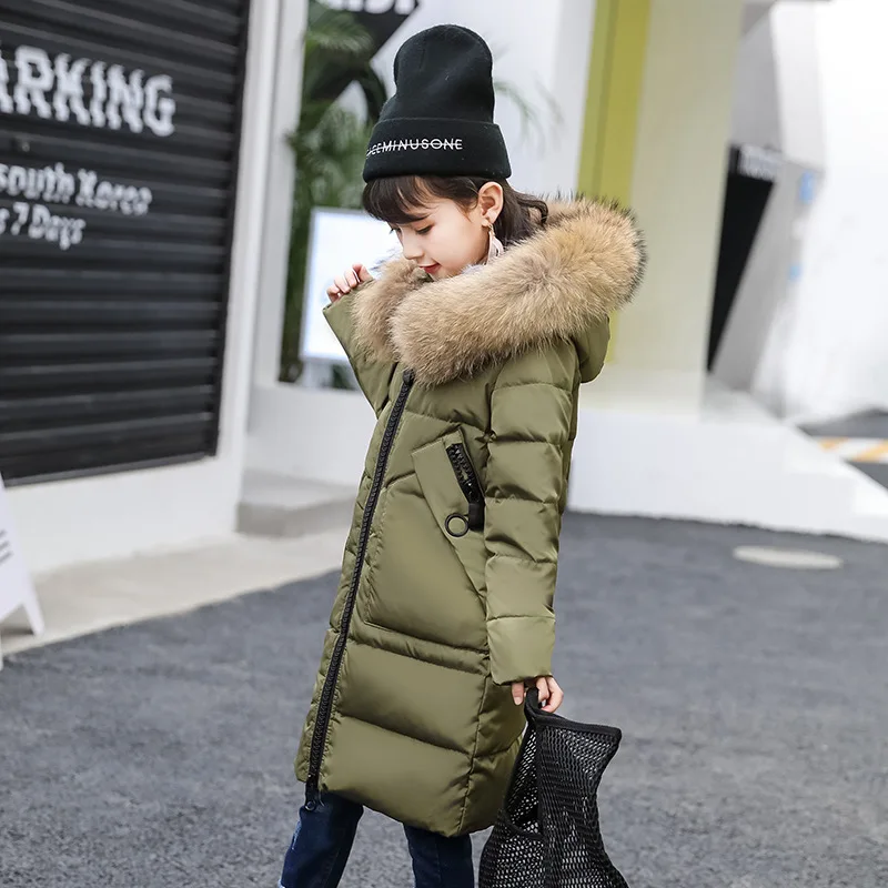 

girl winter jackets and coats 2018 kids winter coat solid long setion girls parka coat thicken white duck down children outwear