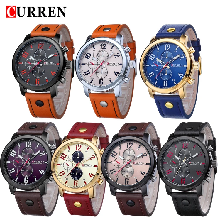 Часы CURREN Мужские спортивные деловые кварцевые с кожаным ремешком|wristwatch brand|wristwatch