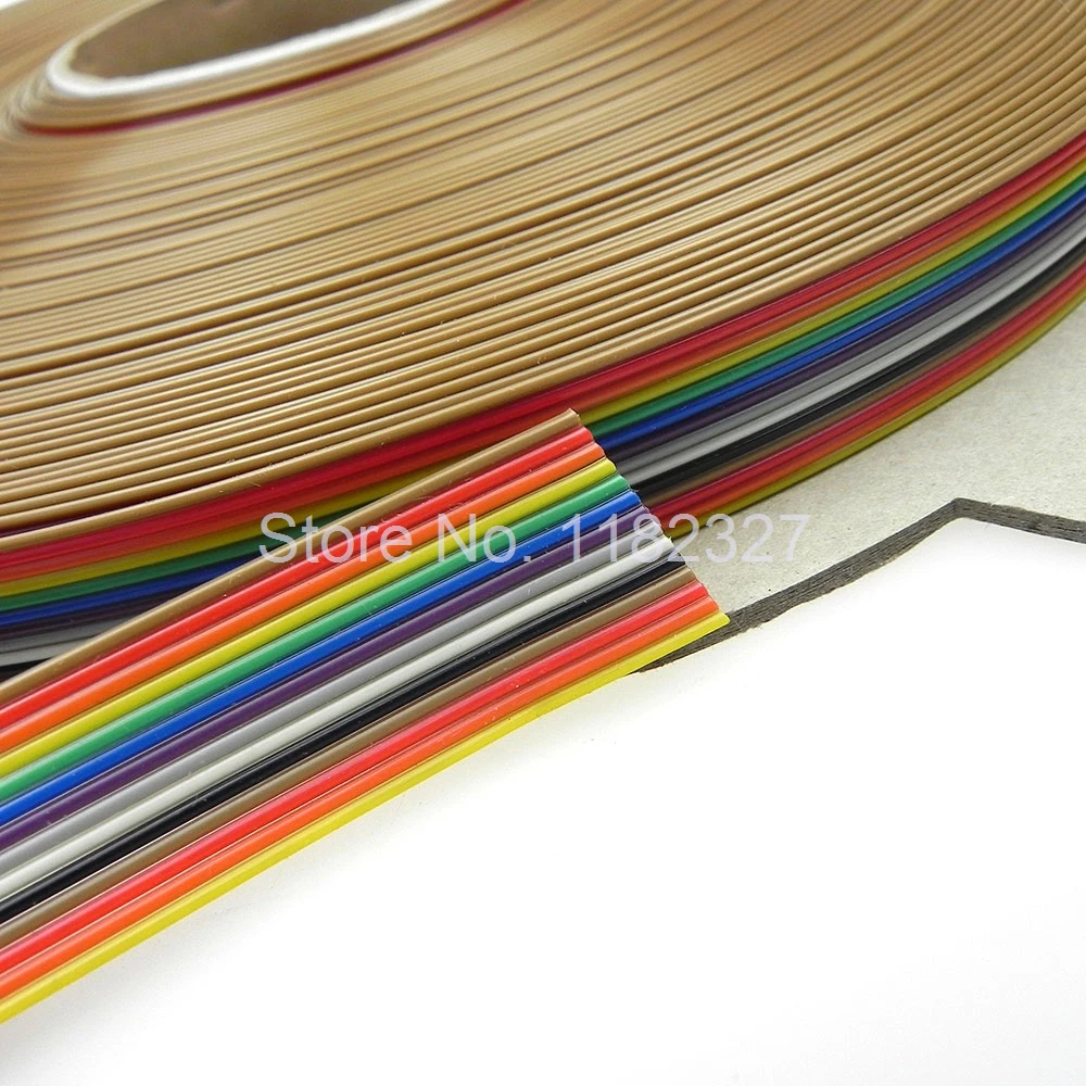 

(10 meters/lot) 1.0mm Tussenruimte 14 MANIER Platte Kleur Regenboog Lint Kabel Draad Gestrand Geleider