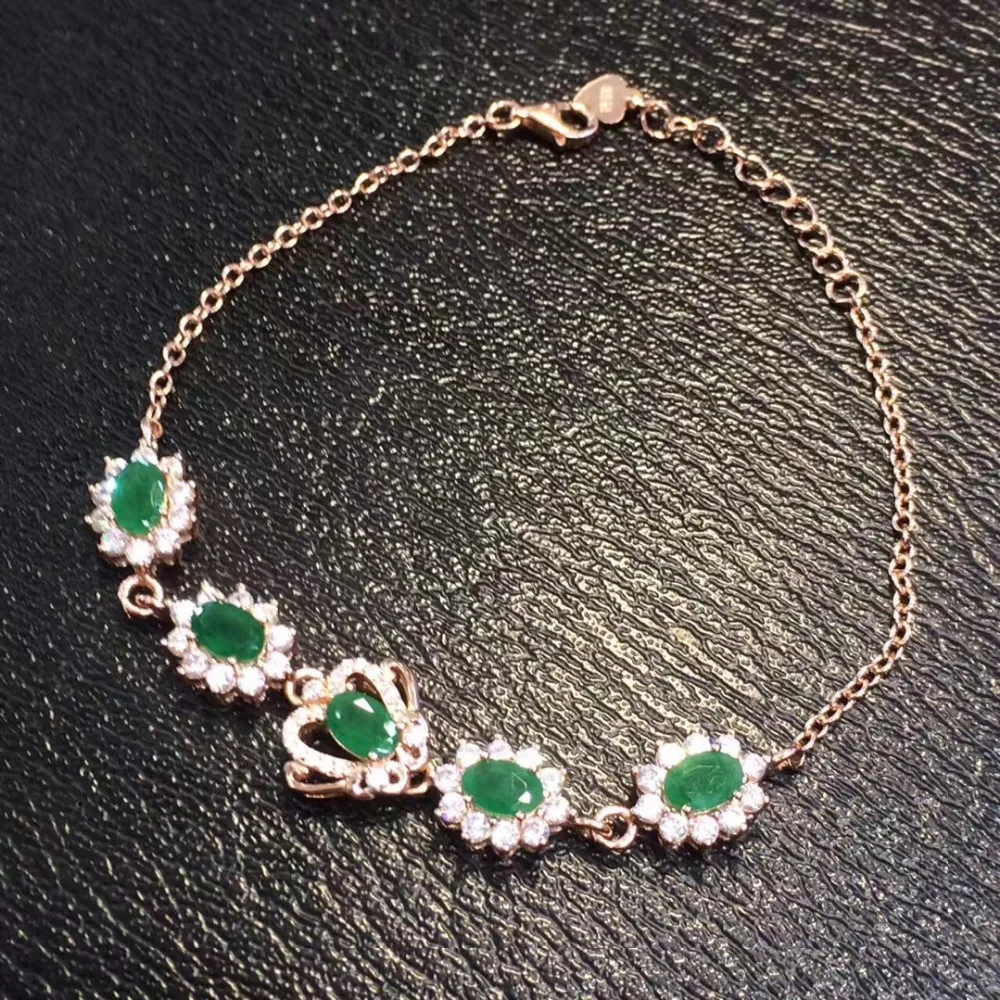 Настоящий Qi Xuan_Fashion Jewelry_Colombia зеленый камень модный браслет _s925 твердый Серебряный