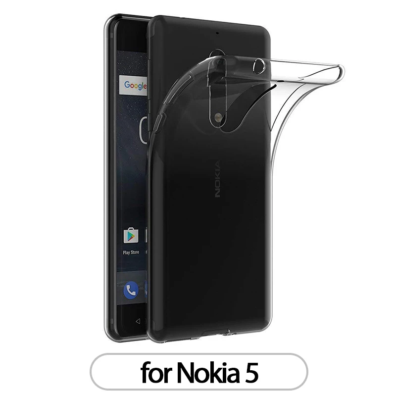 Чехол для Nokia 8 6 5 1 термополиуретановый Силиконовый прочный прозрачный установлены Бампер Мягкий чехол для Nokia 1, 5, 6, 8 лет, прозрачный защитный чехол для задней крышки - Цвет: For Nokia 5