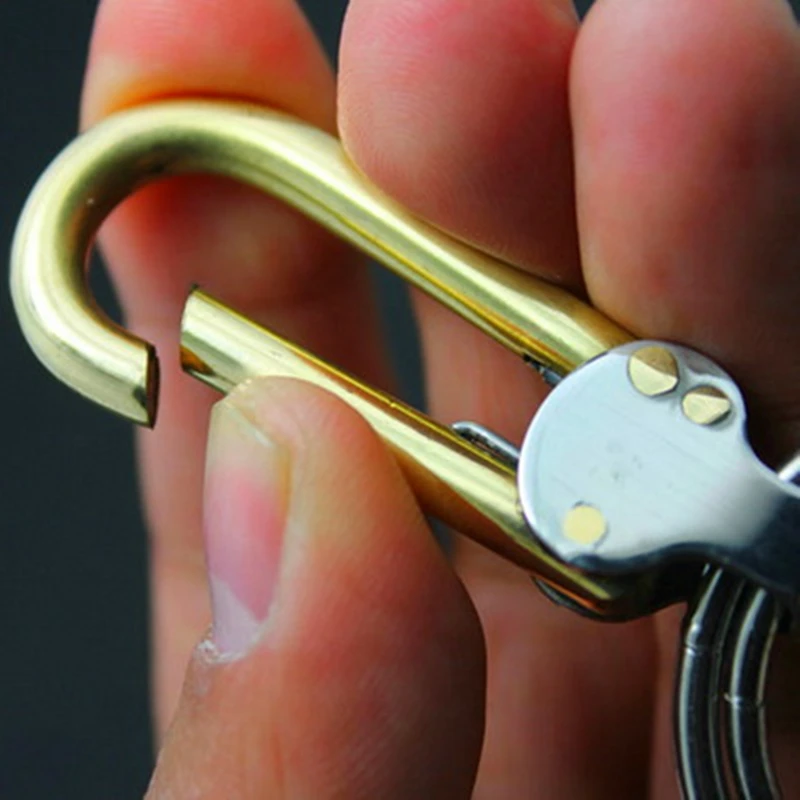 EDC латунные брелоки карабины полированное Двойное стальное кольцо мужской