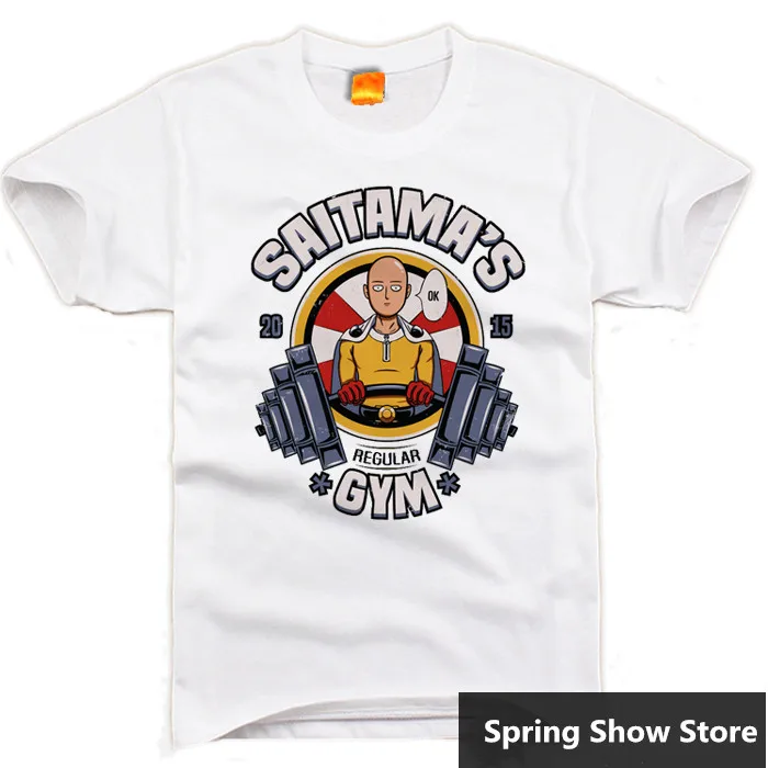 

One Punch Man Saitama GYM Cosplay Tee Anime Short Sleeve Gray/White T-shirt