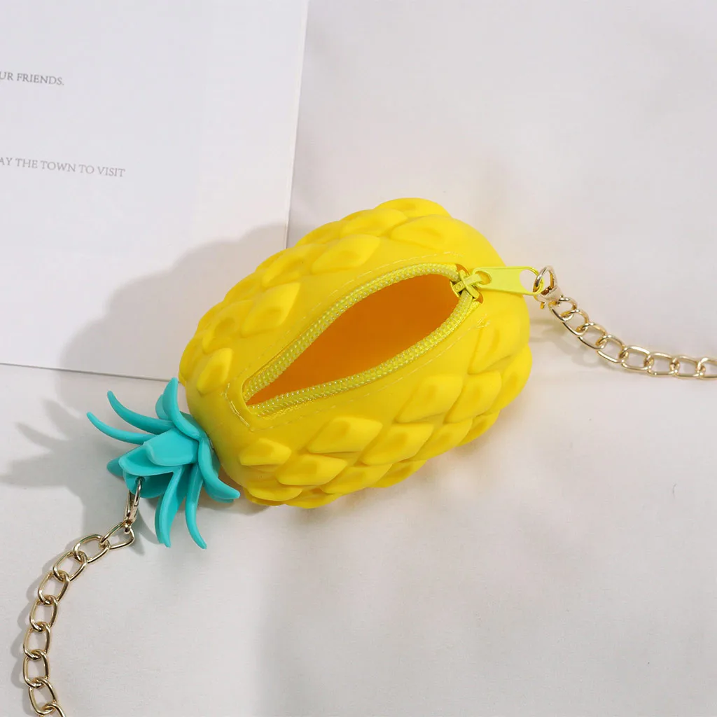 Мини-сумка-мессенджер с цепочкой Женский саквояж на плечо изображением ананаса и