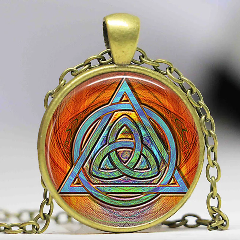 С надписью &quotLucky Charm&quot Винтаж Triquetra подвеска кельтская ожерелье для мужчин и