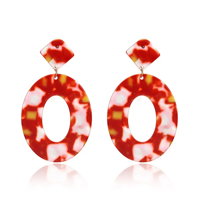 E Simple Design Geometric Earrings Square Rectangle Acetic Acid Resin Acrylic Earrings For Women Korean Style Fashion Pendientes - Окраска металла: E