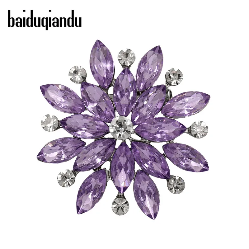 Purple Baiduqiandu, Новое поступление, разноцветные броши в виде цветка для женщин, брошь для свадебной вечеринки, брошь на булавке, букет для свитера, аксессуары для творчества - Окраска металла: Purple