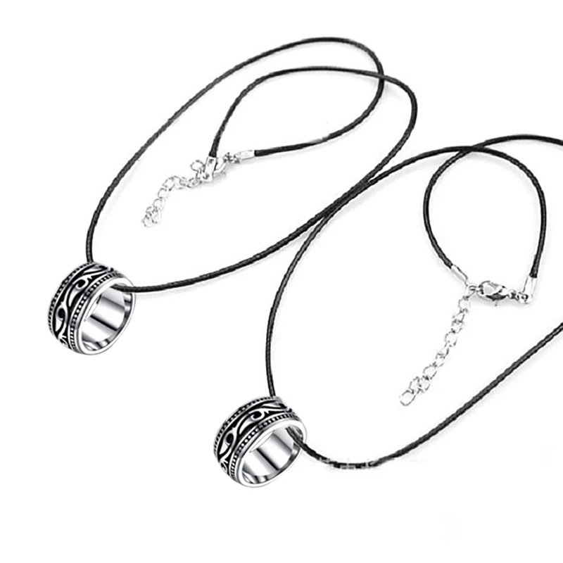 plus rope necklace Титановое мужское кольцо из нержавеющей стали, винтажное геомерное мужское кольцо для мужчин, свадебные ювелирные изделия, серебряное винтажное мужское кольцо - Цвет основного камня: plus rope necklace