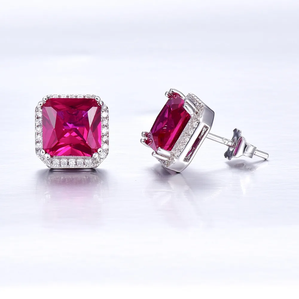 Женские серьги из серебра 925 пробы с голубым и рубиновым топазом|white topaz earrings|earrings