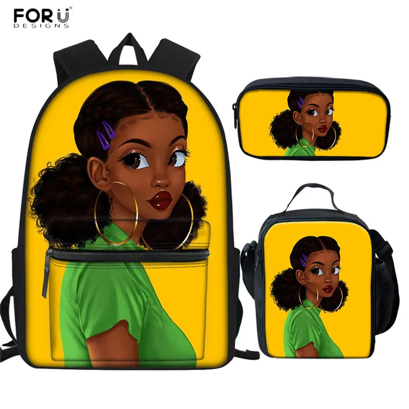 FORUDESIGNS/черные женские школьные сумки для девочек, модные школьные сумки для подростков, рюкзаки, водонепроницаемые книжные сумки для детей 3 шт./компл - Цвет: HMC1708Z58-G-K