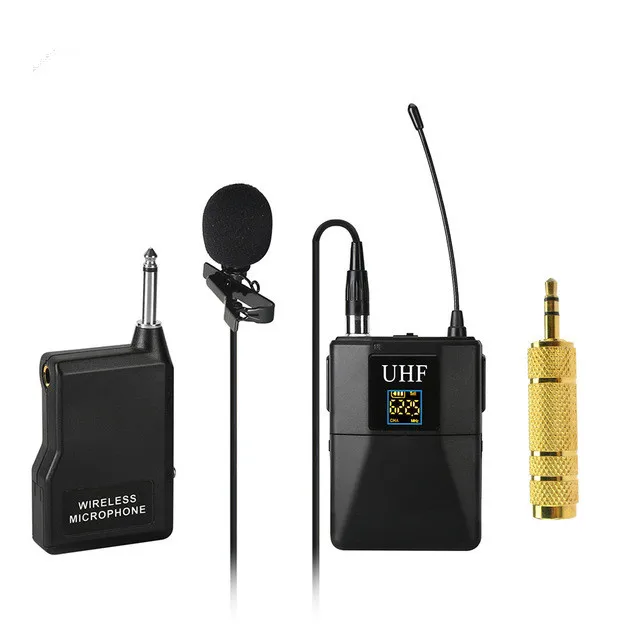 With 3.5mm adapter VIKEFON Профессиональный UHF беспроводной микрофон системы петличный нагрудный микрофон приемник+ передатчик для видеокамеры рекордер микрофон - Цвет: With 3.5mm adapter