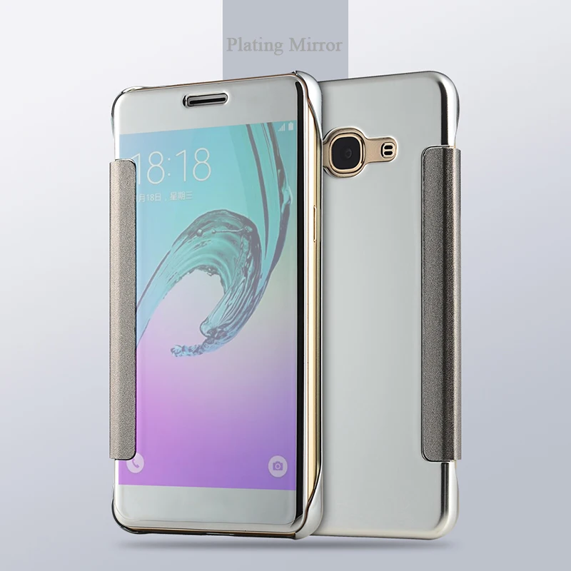 Роскошный зеркальный флип-чехол с покрытием для samsung Galaxy J5 J7 Fundas прозрачный экран