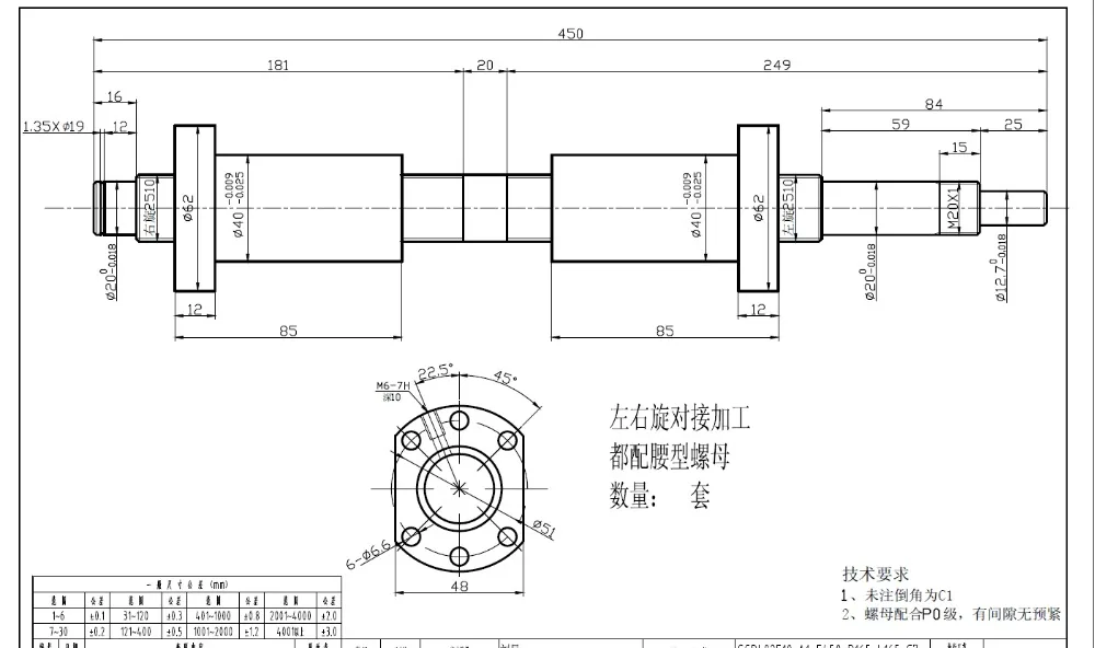 5 комплектов шариковый винт с левой резьбой(Стыковая) правая резьба SFU2510 шариковый винт 450 мм+ 2 шариковая гайка с концевой обработанной ЧПУ частью