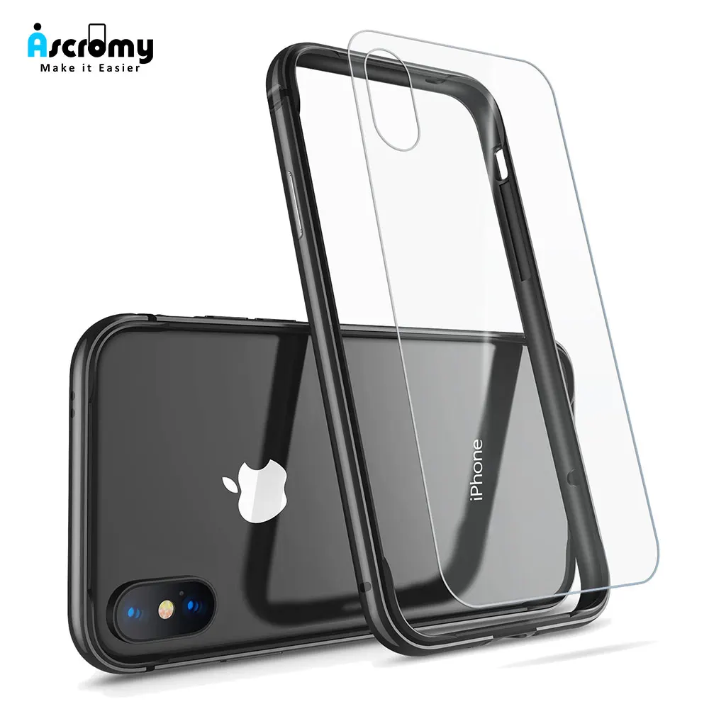 Ascromy For iPhone XS Bumper Case Luxury Aluminum Metal Silicone Frame Phone Coque Back Cover X S 10 Gold Accessories |