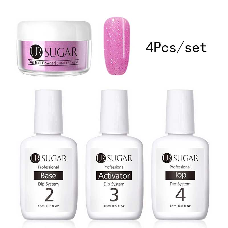 4Pcs Set 4 Ur Sugar 5 мл голографический блеск окунания ногтей порошок Набор градиентные ногти Dip украшения порошок натуральный сухой без лампы лечения Топ - Цвет: 4Pcs Set 4