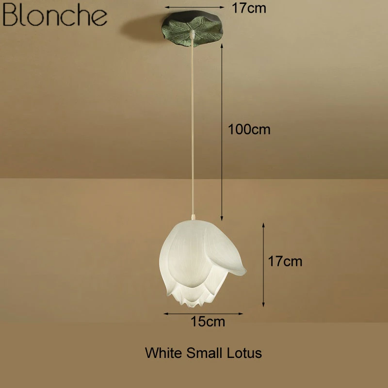 white small lotus Подвесной светильник в китайском стиле с изображением лотоса, винтажный светодиодный подвесной светильник в стиле ретро, подвесной светильник в виде цветка для столовой, кухни, светильник для домашнего декора - Цвет корпуса: white small lotus