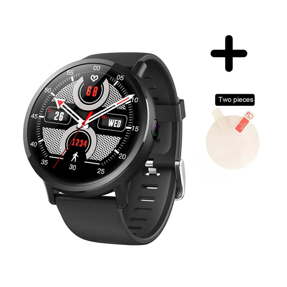 with screenprotector LEMFO LEM X умные часы Android 7,1 LTE 4G Sim wifi 2,03 дюймов камера 8 МП gps сердечный ритм подарки на год умные часы для мужчин и женщин - Цвет: with screenprotector