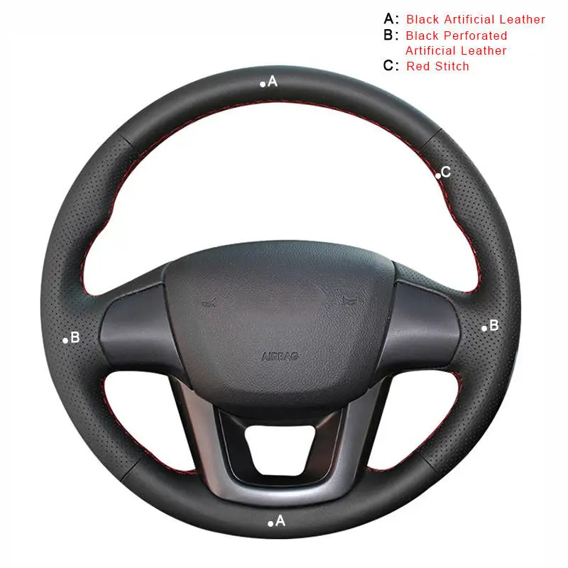 Artificial Leather Автомобильная Оплетка на руль для Kia K2 Rio 2011 2012 2013 Авто покрытие авто-Стайлинг Аксессуары для интерьера - Название цвета: Artificial Leather