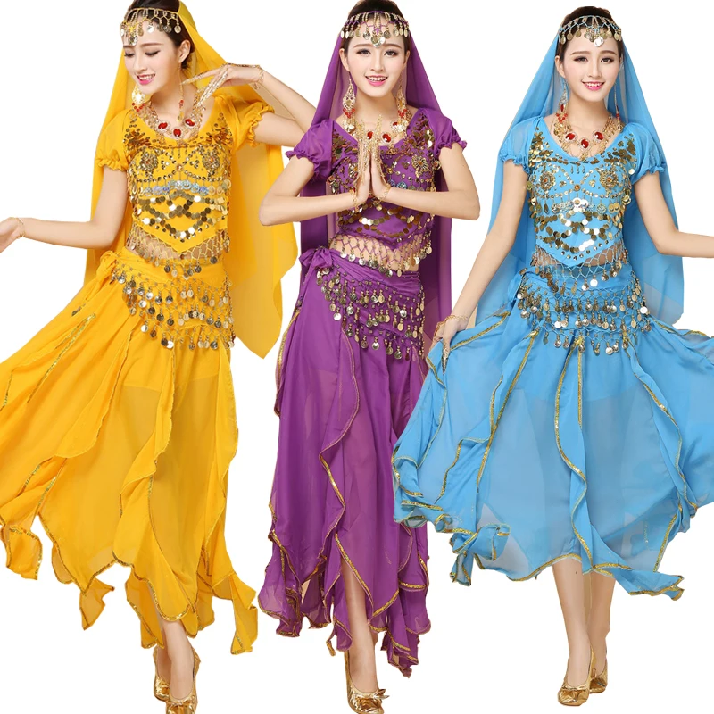 4 шт. костюм для танца живота танцевальная триба индийская одежда Танцевальные