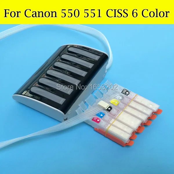 6 цветов/комплект система СНПЧ для Canon PGI550 CLI551 550 551 551GY MG6350 плоттер с трубкой |