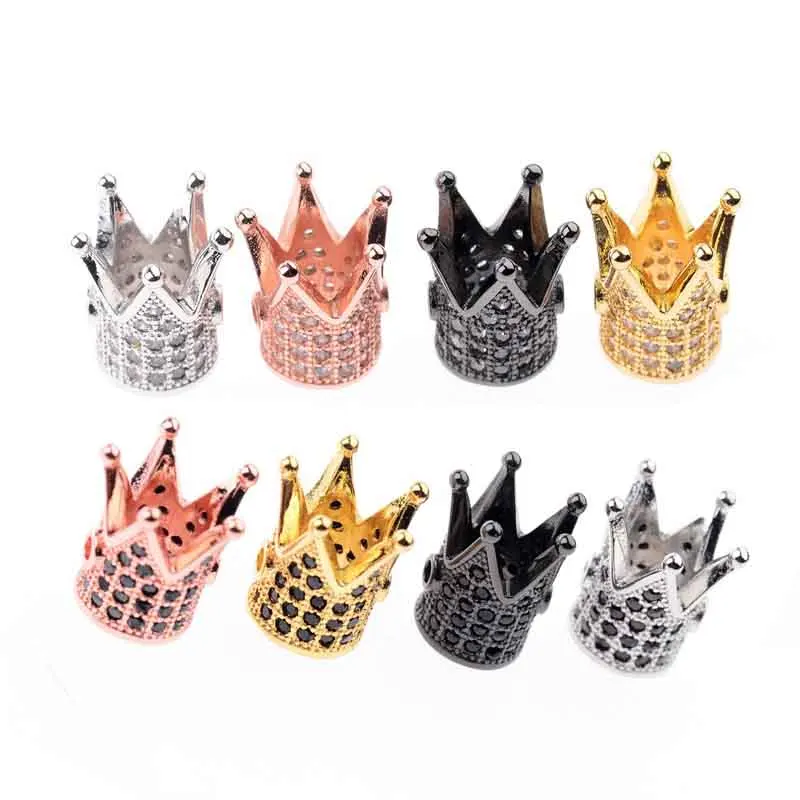 2 шт. черный/белый кристалл циркон корона разделительные бусины подходит для