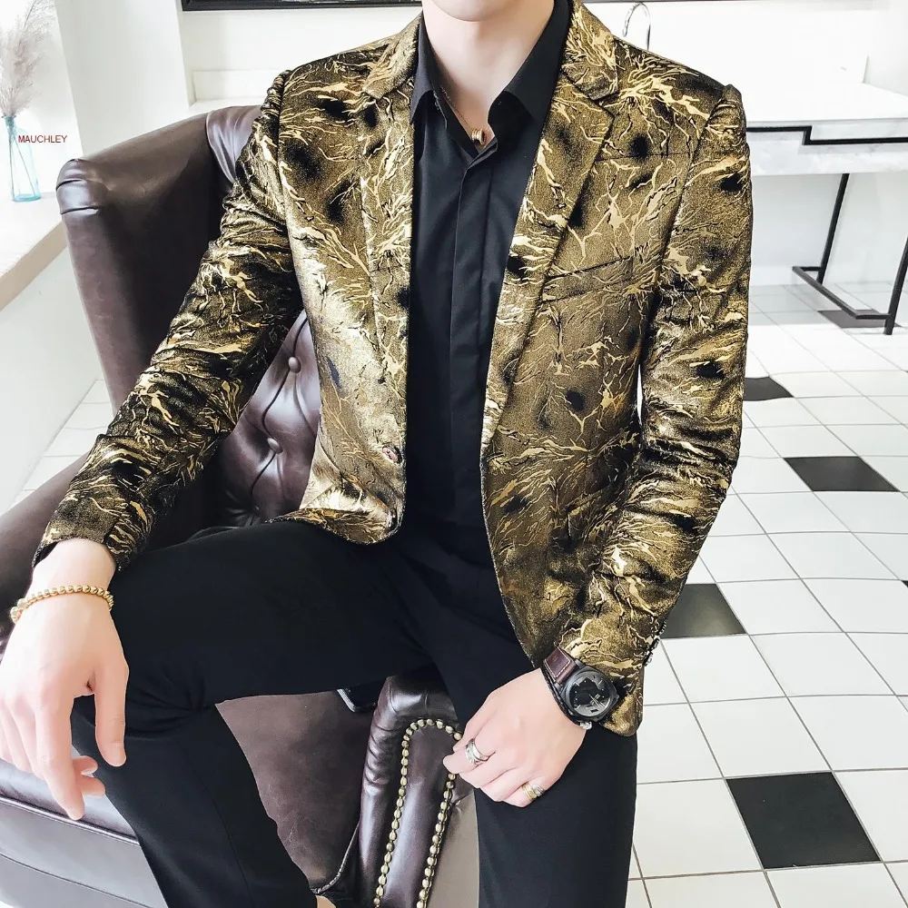 Британский стиль 5XL Мужские Блейзер Rouge Homme Heren Кольбер золотые блестки человек