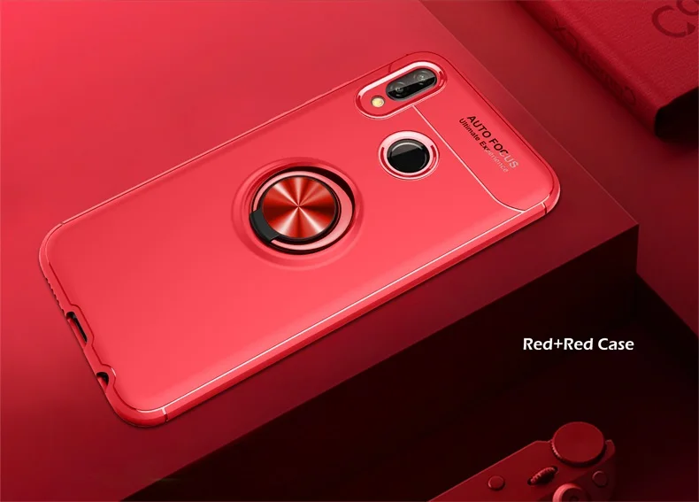Красный ТПУ Мягкий силиконовый чехол для huawei Nova 2 3 3i 3E 4 Стенд для колец на палец задняя крышка для huawei Nova 3 i 4 2 S автомобильный держатель телефона чехол - Цвет: Красный