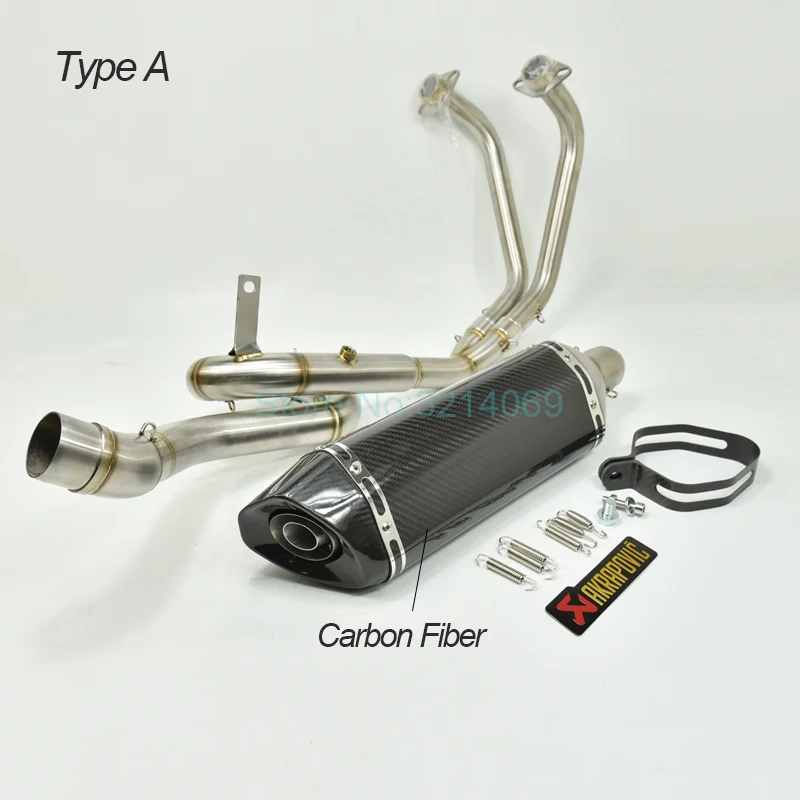 R25 Exhaust A YZF R3 R25 MT03- мотоцикл полная выхлопная система для Yamaha передняя Труба заголовок средняя звено трубы с 51 мм Углеродные глушители - Цвет: R25 Exhaust A