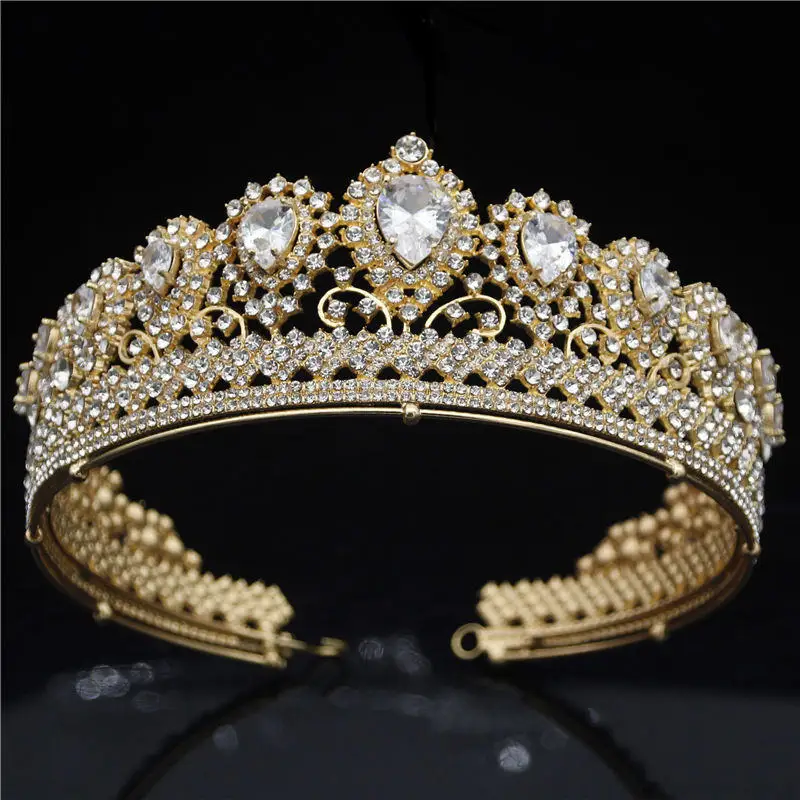 Style 02 Gold Великолепный обруч с цирконом для невесты корона на голову платье свадебная тиара короны Принцесса Королева диадема вечерние свадебные украшения для волос - Окраска металла: Style 02 Gold