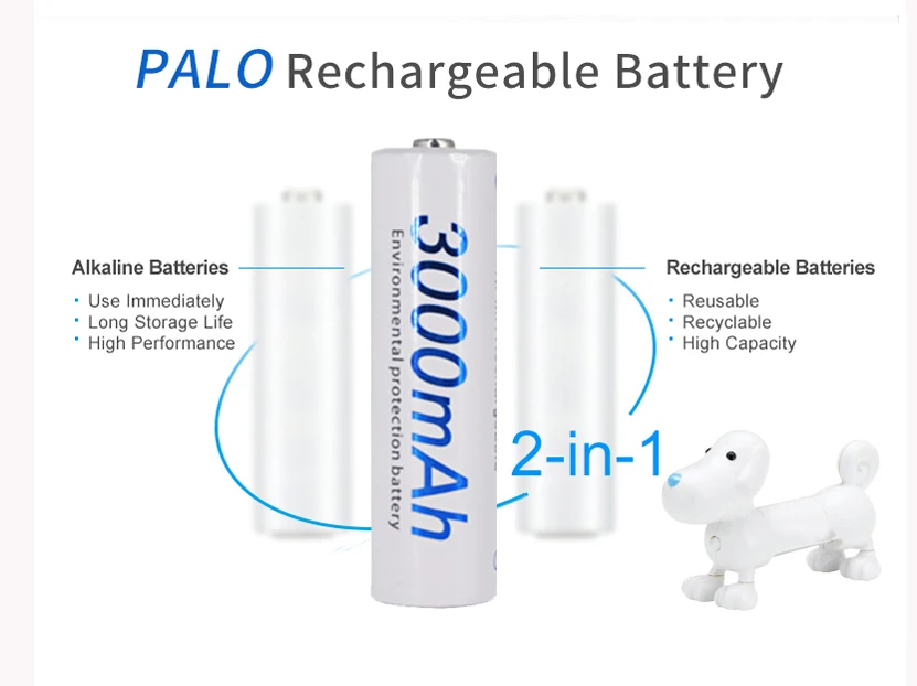 PALO 6 шт. 3000mAh 1,2 v AA перезаряжаемая батарея 2a rechargeabl для Светодиодный светильник для размещения игрушек батарея для камеры MP3 mp4 микрофон