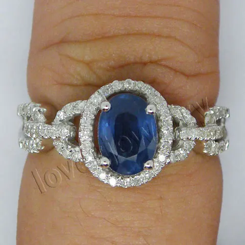 Большая распродажа! Винтаж сапфировое кольцо с драгоценным камнем Au585/14Kt белое золото бриллиантовое кольцо с сапфиром Овальный 5x7 мм для Для женщин G090458
