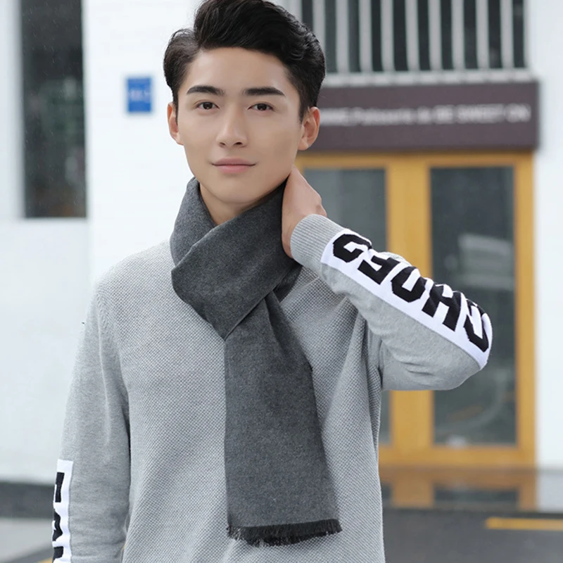 Europe and the United States autumn winter fashion imitation cashmere men's solid color scarf 2018 new shelves | Аксессуары для