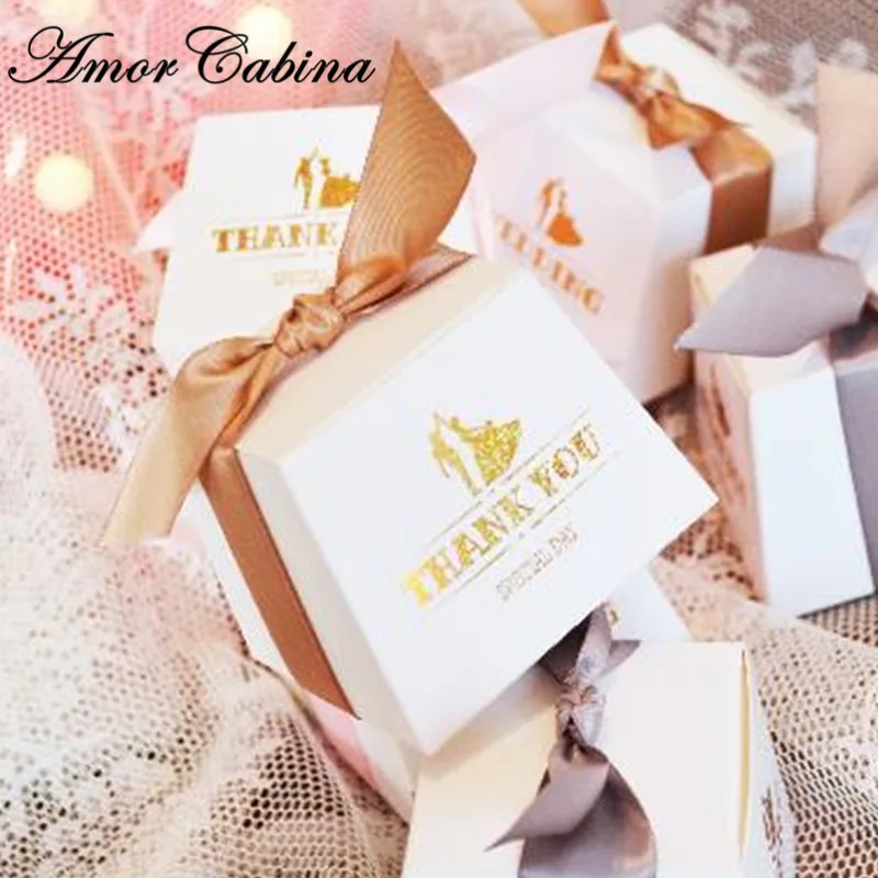 50 шт. Европейская маленькая свежая Белая бронзовая трапециевидная коробка для