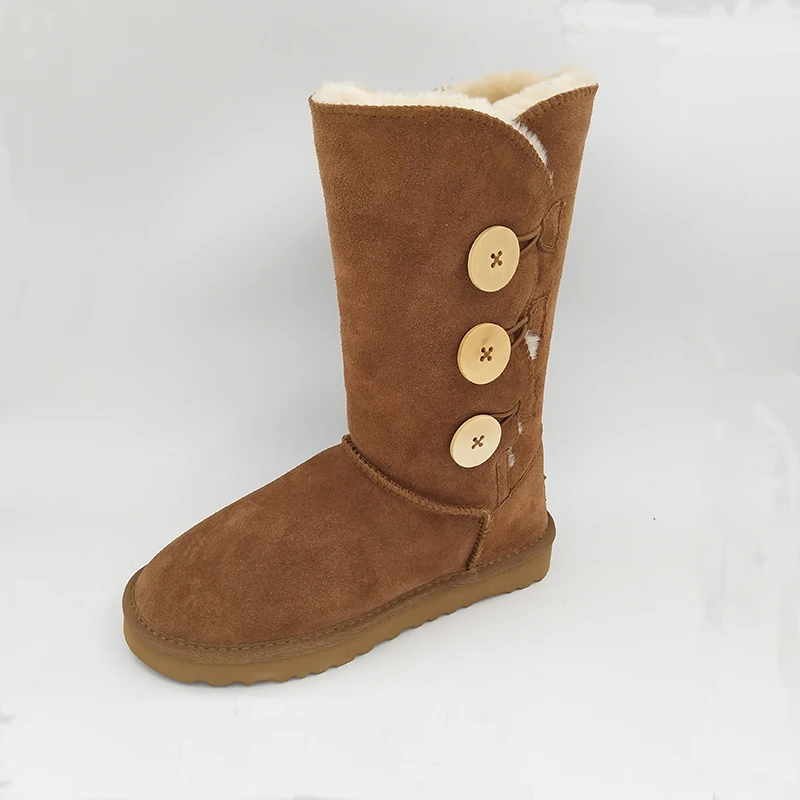 DAGNINO Original Brand Australia Classic Three Button Snow Boots Women's Genuine Cowhide Leather Winter Warm Shoes Botas Mujer