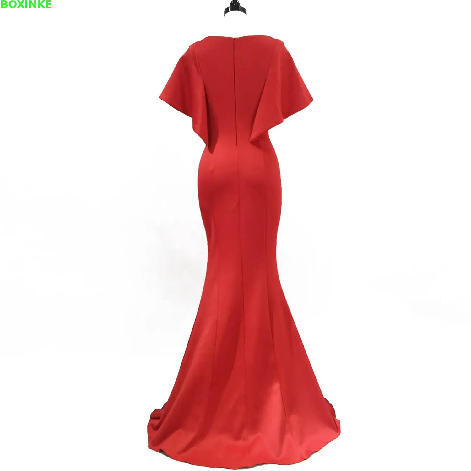 

Vestidos Mujer Ukraine Sale Solid Lanon Polyester Half Plus Size Women Dress Women's Elegant Banquet V Show Thin Tail Host Long