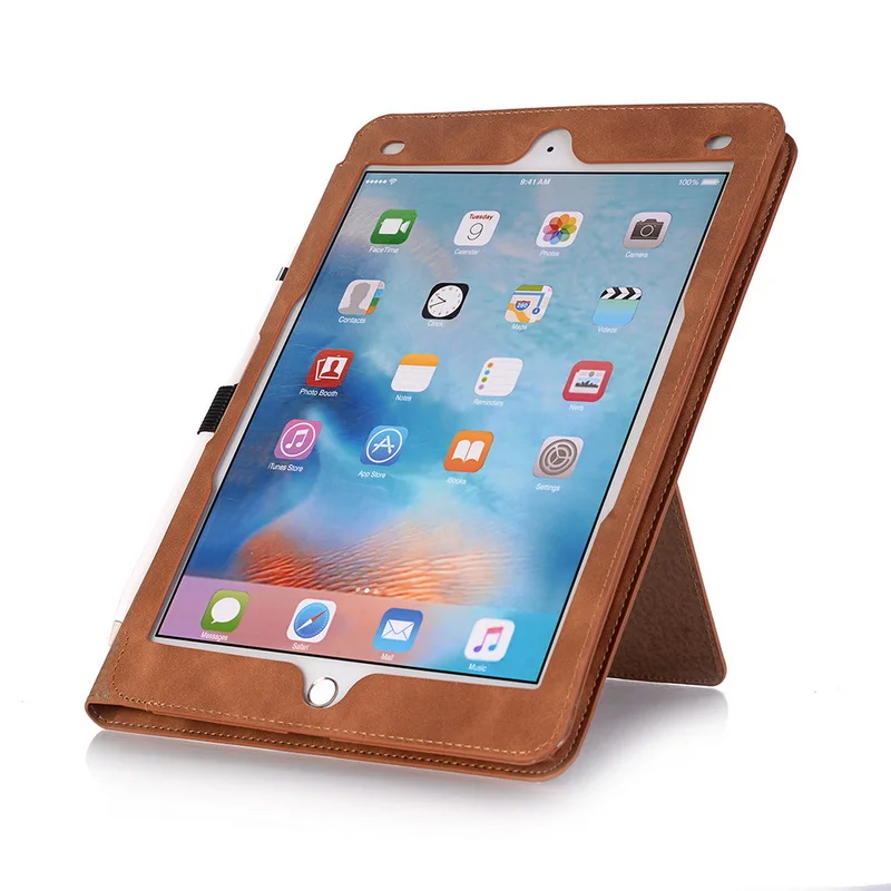 Ретро материя из искусственной кожи флип чехол для ipad 9 7 2018 2017 с карандашом