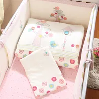 7Pcs Cotton Baby Bedding Set Newborn Cartoon Thicken Crib Bedding Detachable Quilt Pillow Bumpers Sheet Cot Bed Setting