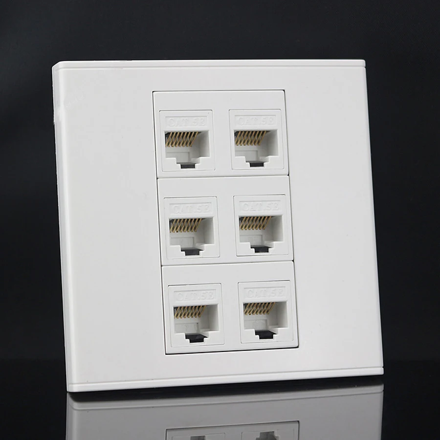 Xintylink rj45 гнездо модульный 6 портов cat5e cat6 Keystone настенная Лицевая панель без инструментов Белая настенная розетка панель 86 мм