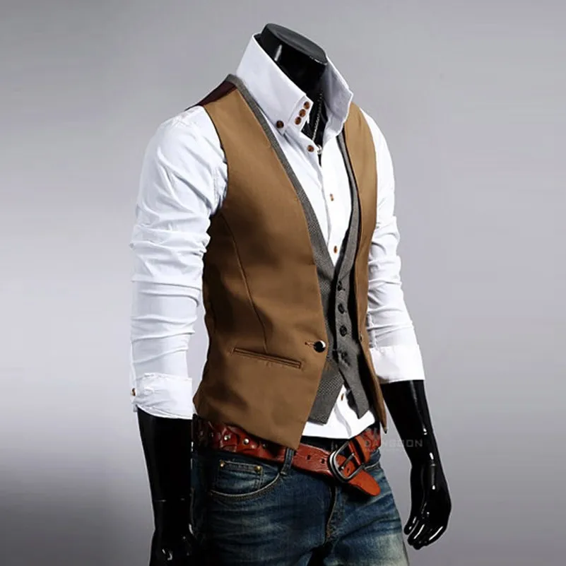 Мужской жилет 2020 модный мужской костюм Новое поступление Приталенный для досуга