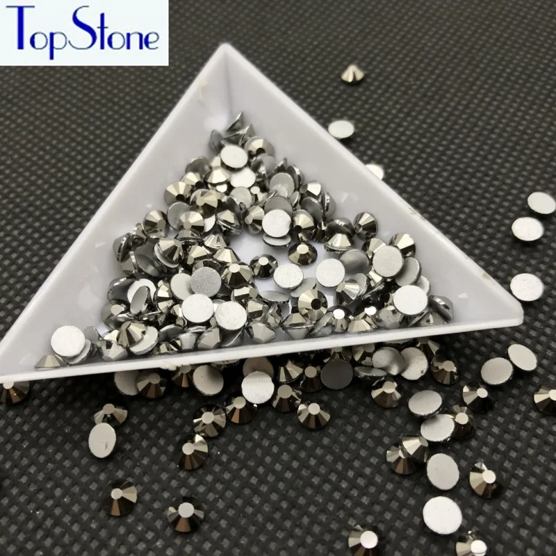 Круглые стразы для дизайна ногтей Topstone Jet гематит цветные SS3 4 5 6 8 10 12 16 20 30 34 с