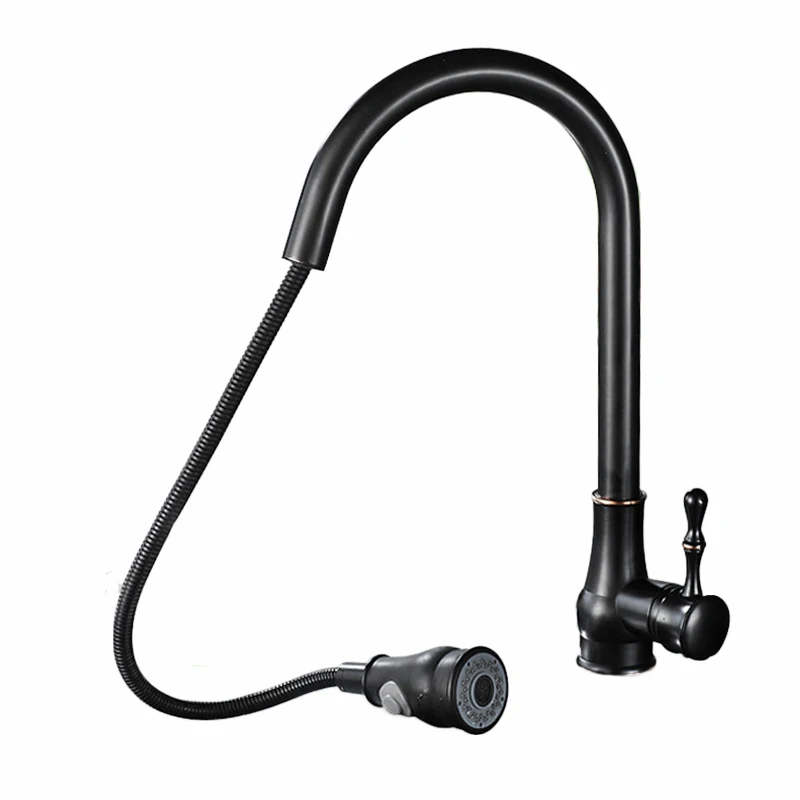 Black Bronze Современный выдвижной носик, кухонный кран на бортике, черный распылитель, смеситель для кухни с одной ручкой, выдвижной носик - Цвет: Black Bronze