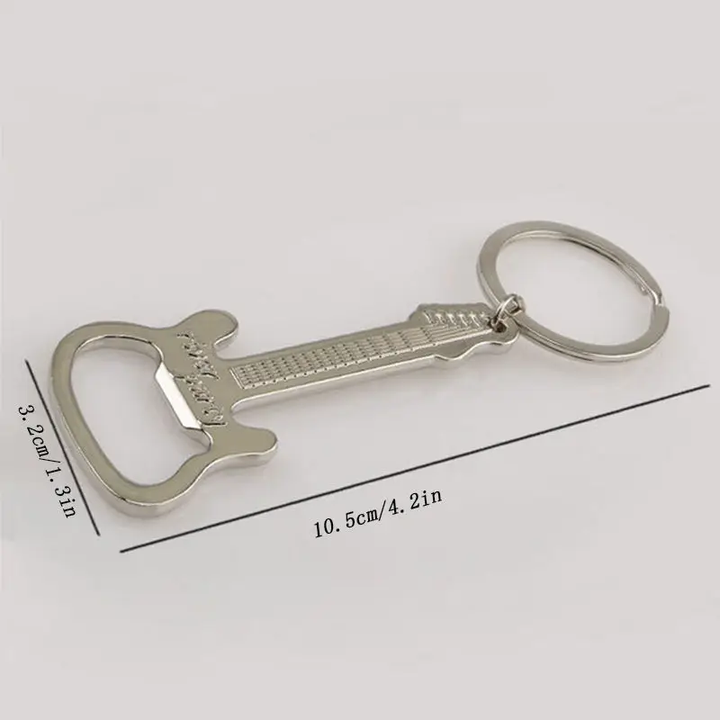 New Guitar Shape Wine Bottle Opener Key Chain Keyring Unique Design Beer Silver Color Metal Palm | Дом и сад