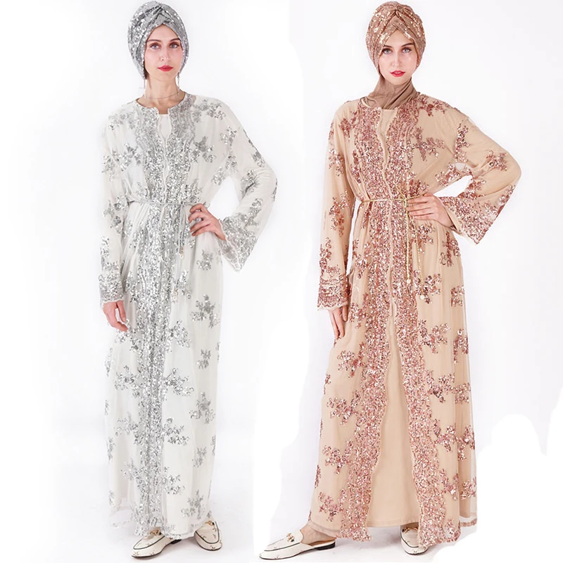 Платье-кимоно Abaya с блестками мусульманское платье в Дубае хиджаб Кафтан Абая для