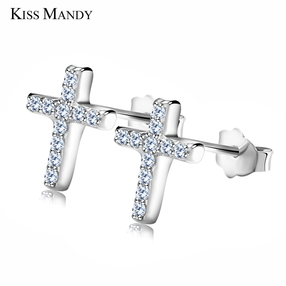 

KISS MADNY 22 Pieces Clear Cubic Zirconia Stud Earring with Cross Shape Woman Earring Gift Jewelry for Friend LE132