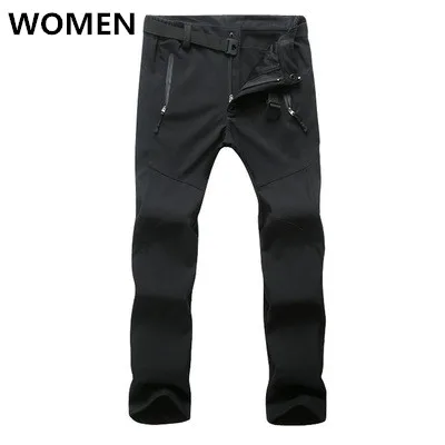 women black Новинка, Зимние флисовые штаны из флиса для мужчин и женщин, для улицы, водонепроницаемые, походные, лыжные, альпинистские, мужские спортивные брюки - Цвет: women black