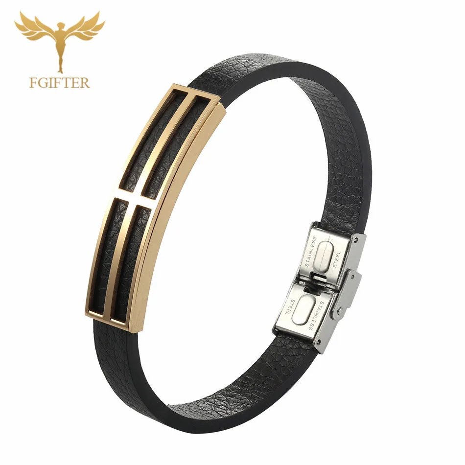 Bracelets Bangles Классический Для мужчин ювелирные изделия высокое качество подлинной кожаный перекрестный браслет Нержавеющая сталь с геометрическим рисунком, мужские аксессуары - Окраска металла: Bracelets Bangles