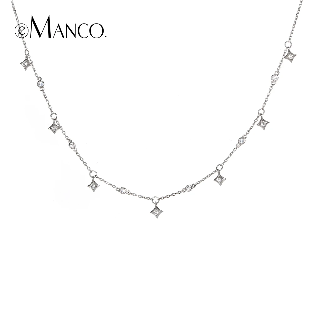 E-Manco 925 пробы Серебряное ожерелье в форме звезды кулон для женщин Femme воротник