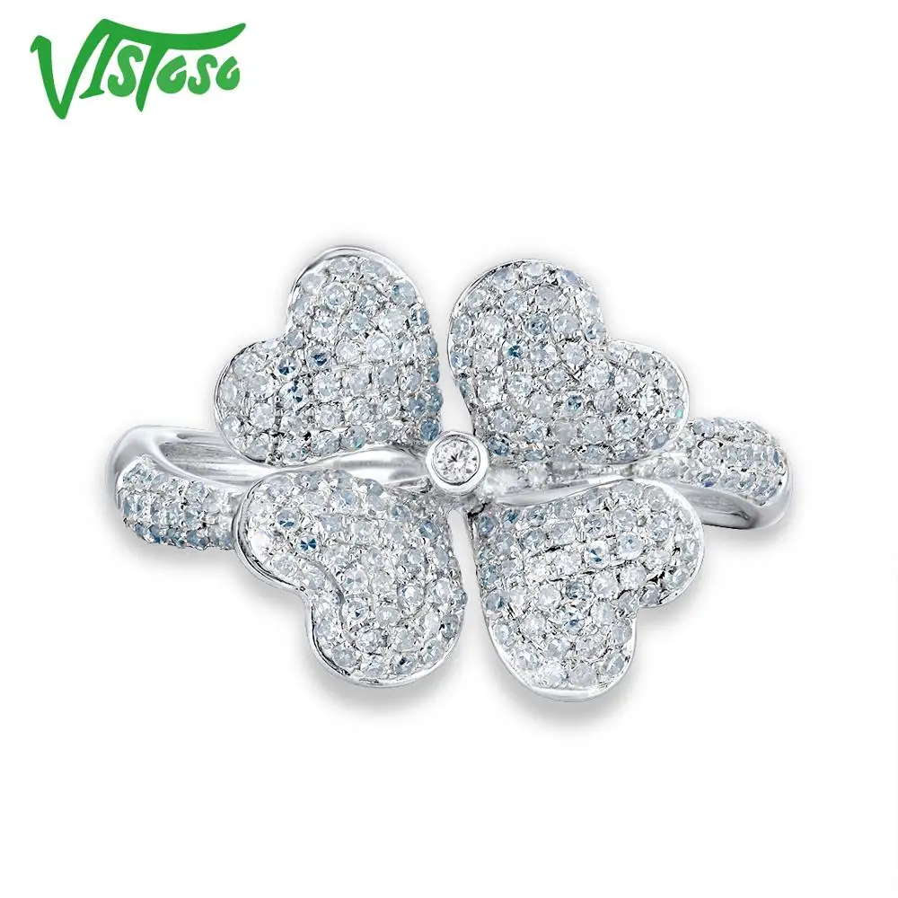 VISTOSO золотые кольца для женщин Подлинная 14 K 585 кольцо из белого золота сверкающие бриллианты обещание на помолвку Кольца Юбилей ювелирные изделия