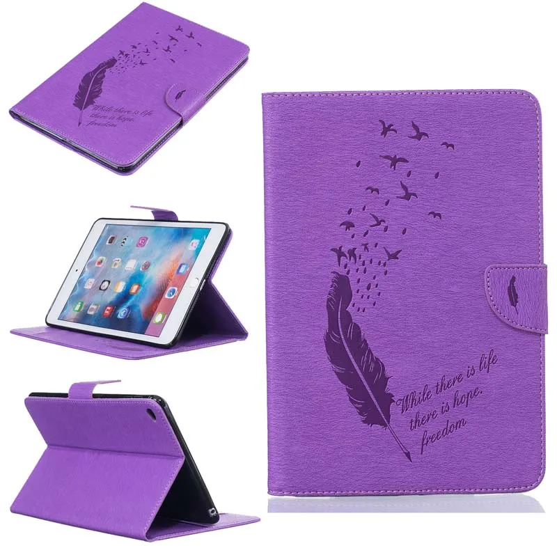 Перо тиснение птица Печать слот для карты Стенд защитный PU кожаный чехол Пряжка