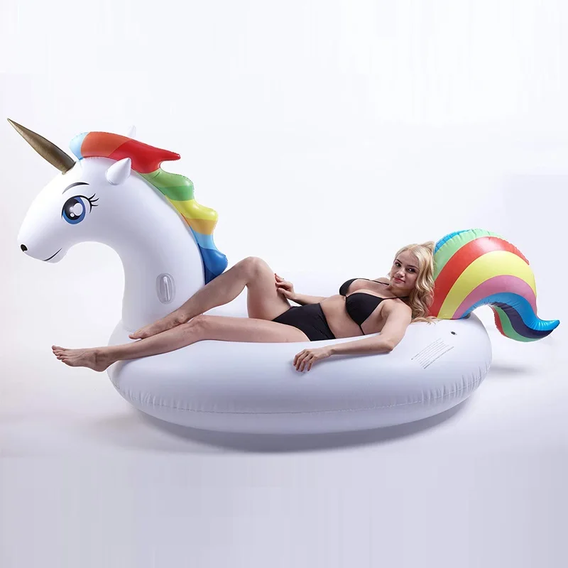 

185cm Giant Inflatable Unicorn Pool Float Ride-On Pegasus Swimming Ring For Adult Children Water Party Toys Air Mattress